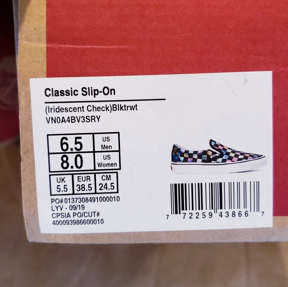 Vans Iridescent Slip-On Check Rainbow Shoes - Picture 8 of 10